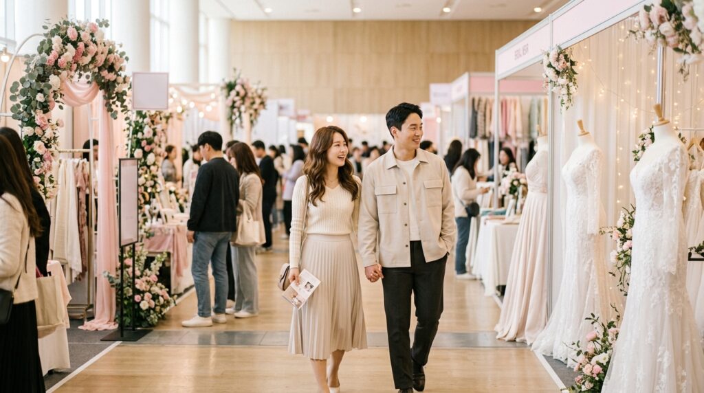 웨딩박람회 꼭 가야 하는 사람 현장을 둘러보는 예비부부